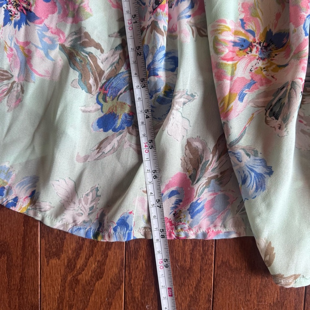 Sage Green Floral Maxi Dress High Slit Cottagecore Romantic Slip Dress S - Picture 10 of 10